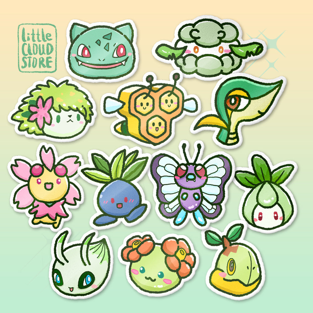Grass type Pokémon Stickers