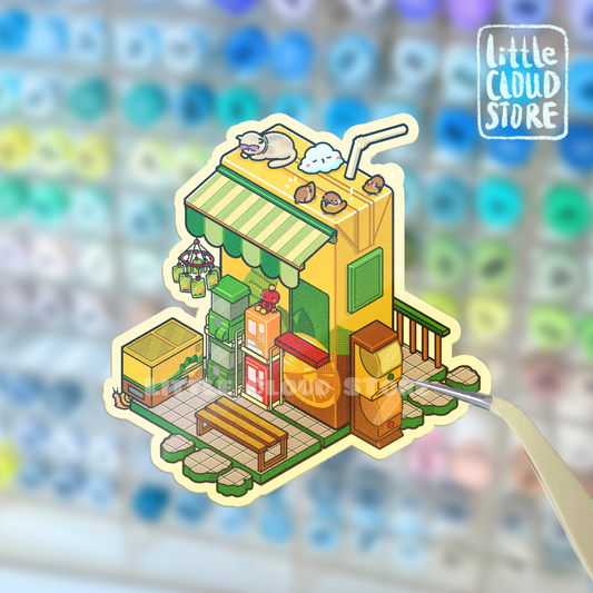 Little Cloud Lemon Tea Store Vinyl Sticker