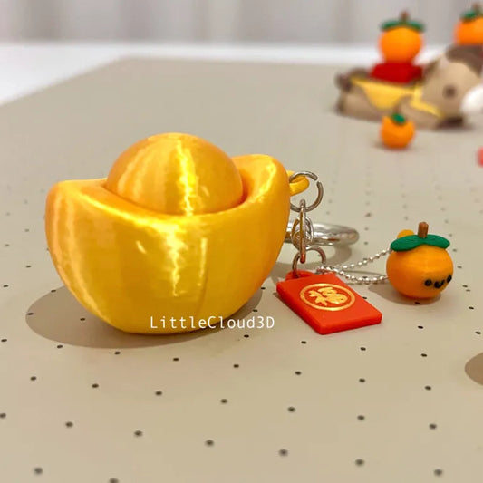 Cute Yuan Bao Clicker Keychain